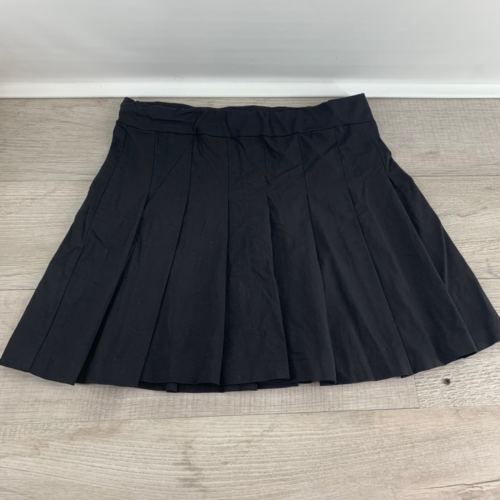 Wearever Black Pleated Mini Skirt Plus Size 1X Rayon Blend Stretch Preppy Academ